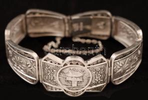 Női ezüst karkötő, gazdagon díszített, jelzett, Ag.g, 31gr./Women's silver bracelet, richly decorated, signed, Ag.g, 31gr.