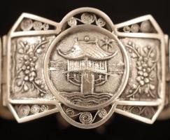 Női ezüst karkötő, gazdagon díszített, jelzett, Ag.g, 31gr./Women's silver bracelet, richly dec...