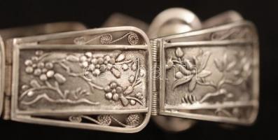 Női ezüst karkötő, gazdagon díszített, jelzett, Ag.g, 31gr./Women's silver bracelet, richly dec...