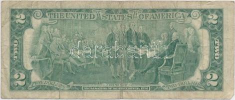 Amerikai Egyesült Államok 1976. 2$ zöld bankcímer és sorszám eltolódva T:III kis szakadás
USA 1976. ...