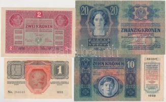 1902. 1000K felülbélyegzéssel + 1913. 20K + 1915. 10K + 1916. 1K + 1917. 2K T:II,III,III-