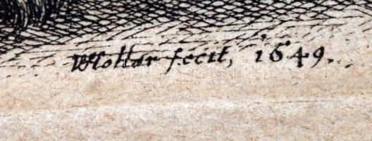 1649 Václav Hollar (1607-1677): Kutya rézmetszetű képe. / Etched picture of a dog. In frame. Képmére...