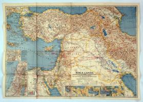 1938 Bible lands cradle of Western civilization térkép, The National Geographic Magazin, Gilbert Grosvenor, 1:300.000, 63x88cm