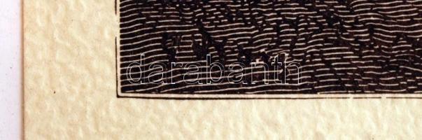 cca 1960 Olvashatatlan jelzéssel: Kukucskálók, nyomtatvány,üvegezett keretben, 23x18cm