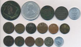 17db-os vegyes magyar és külföldi főleg fémpénz (közte 1db ezüst) tétel, benne néhány szükségpénz is...