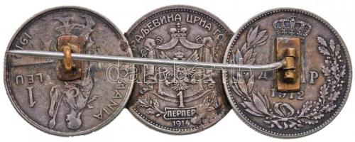 Vegyes: Szerbia 1912. 1D Ag "I. Péter" + Románia 1912. 1L Ag "I. Károly" + Monte...