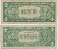 Amerikai Egyesült Államok 1935F 1$ kék pecséttel + 1957. 1$ kék pecséttel T:III,III-
USA 1935F 1 Dol...