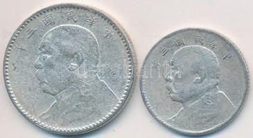 Kína 1914. 10c Ag + 20c Ag "Yüan Shihkai" T:2-,3
China 1914. 10 Cents Ag + 20 Cents Ag &qu...