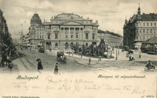 1899 Budapest VIII. Népszínház, Kerepesi út, villamosok (EK)