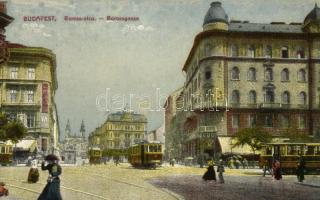 Budapest VIII. Baross utca, Bodó kávéház, villamosok