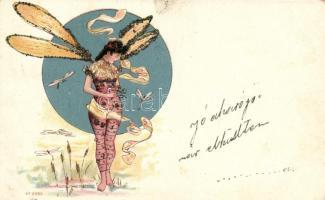 Butterfly lady, No. 2982. decorated litho