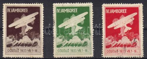 1933. 3 klf. jamboree repülőposta levélzáró / 3 versch. Jamboree Flugvignetten