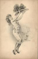Erotic lady, hat, M. Munk Vienne Nr. 684. s: R. Rössler