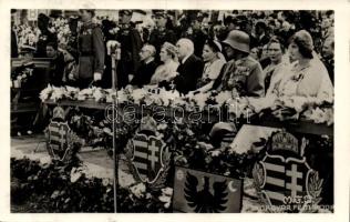 1940 Kolozsvár, bevonulás, Horthy Miklós, Purgly Magdolna / entry of the Hungarian troops, Horthy, Purgly 'vissza' So. Stpl