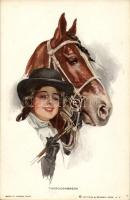 Thoroughbreds / Lady with horse, Reinthal & Newman s: Harrison Fisher