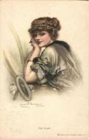 The Flirt / lady, Reinthal & Newman Water Colour Series No. 345. s: Clarence F. Underwood (EK)