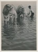 cca 1933 Kinszki Imre (1901-1945): Weekend a Dunán, pecséttel jelzett, feliratozott vintage fotóművészeti alkotás, 18x13 cm