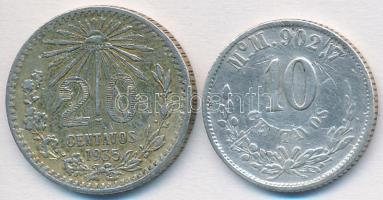 Mexikó 1889. 10c Ag + 1935. 20c Ag T:2- Mexico 1889. 10 Centavos Ag + 1935. 20 Centavos Ag C:VF