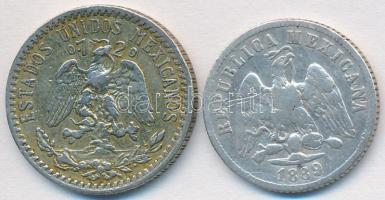Mexikó 1889. 10c Ag + 1935. 20c Ag T:2-
Mexico 1889. 10 Centavos Ag + 1935. 20 Centavos Ag C:VF