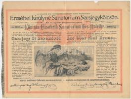 Budapest 1904. "Erzsébet királyné Sanatorium Sorsjegykölcsön" sorsjegye 5K-ról, szárazpecséttel (3x) T:II-,III