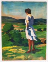 Ács jelzéssel: Szemlélődés, olaj, fa, 65×50 cm