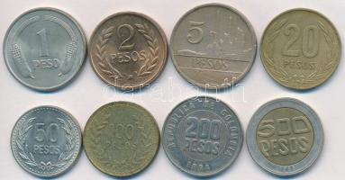 Kolumbia 1978-1995. 1P-500P (8xklf) fémpénz T:vegyes Columbia 1978-1995. 1 Peso - 500 Pesos (8xdiff) metal coins C:mixed