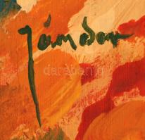 Jámbor jelzéssel: Dombos táj templommal, olaj, farost, 44×48 cm