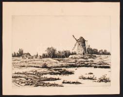 Gácsi jelzéssel: Öregmalom, tus, papír, 28,5×40 cm