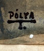 Pólya jelzéssel: Női akt, akvarell, papír, kartonra ragasztva, a karton szélein gyűrődéssel,  40×25 ...