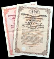 1923. "Budapest Székesfővárosi Közlekedési Rt." "A" kötvényes 200K-ról és 2000K-ról szelvényekkel T:II-,III