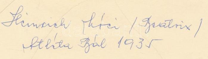 1935 Heinrich Beatrix az Atléta bálban, feliratozott fotó, 23x16 cm