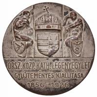 Sződy Szilárd (1878-1939) 1926. "Országos Központi Katholikus Legényegylet Gyűjteményes Kiállítása 1856-1926" ezüstözött fém emlékérem (45,5mm) T:2-