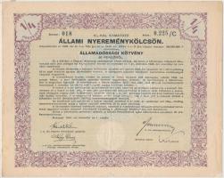 Budapest 1941. "4%-kal kamatozó állami nyereménykölcsön - államadóssági kötvény" 1/4 részkötvénye 50P-ről szelvényekkel T:III