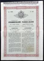 Budapest 1880. "Kamatozó nyereménykölcsön a Tisza és mellékfolyói szabályozására és Szeged város újjáépítésére" részkötvénye 100 osztrák értékű Ft-ról T:III