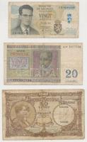 Belgium 1926-1940. 20Fr + 1956. 20Fr + 1964. 20Fr T:III,III- Belgium 1926-1956. 20 Francs + 1956. 20 Francs + 1964. 20 Francs C:F,VF