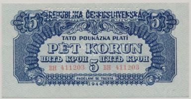 Csehszlovákia 1944. 1K SPECIMEN perforációval T:I- hajtatlan Czechoslovakia 1944. 1 Korun with SPECIMEN perforation C:AU unfolded