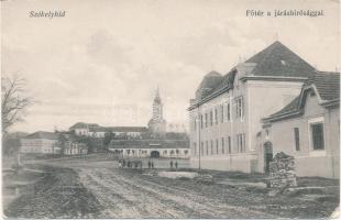 Székelyhíd, Főtér, Járásbíróság, templom, Brünner Adolf kiadása / Main square, court, church (EK)