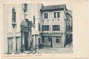 Lovran, Kirchenportal und Bassan's Geschäft / porch, shop (EK)