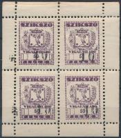 1948 Szikszó városi vigalmi adó bélyegek 10/50f négyes kisív (24.000)