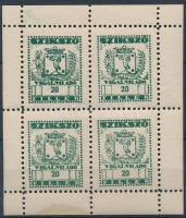 1948 Szikszó városi vigalmi adó bélyegek 20f zöld négyes kisív (20.000)