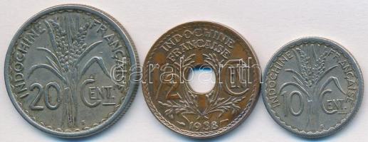 Francia Indokína 1938. 1/2c Br + 1941. 10c Cu-Ni + 20c Cu-Ni T:2- French Indo-China 1938. 1/2 Cent Br + 1941. 10 Cents Cu-Ni + 20 Cents Cu-Ni C:VF