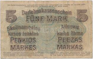 Orosz Birodalom/I. világháború/német megszállás/Darlehnskasse Ost/Kowno 1918. 5M T:III-,IV
Russian E...