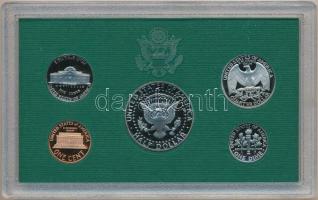 Amerikai Egyesült Államok 1996S 1c-1/2$ (5xklf) forgalmi sor dísztokban, tanúsítvánnyal T:PP USA 1996S 1 Cent - 1/2 Dollar (5xdiff) coin set in case with certificate C:PP