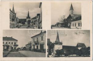 Bánffyhunyad, Kolozsvári András és Albert Lázár üzlete, templomok; Turul képeslap / shop, churches, automobile