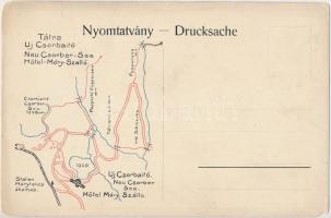 Tátra, Új-Csorba, Móry szálló, hátoldalon térkép / hotel, map on the backside (EM)