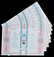 Budapest 1994. "Magyar Távközlési Részvénytársaság" részvénye 10.000Ft-ról, szelvényekkel,...