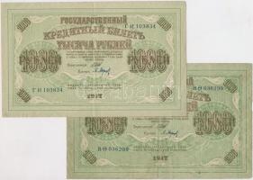 Orosz Birodalom 1917. 1000R (2x) T:III Russia 1917. 1000 Rubles (2x) C:F