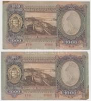 1943. 1000P (2x) sorszámkövetők T:I-,II folt (hajtatlanok)