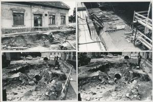 1987 Budapest, várostörténeti fotók az újpesti csőtörésről, a víz elárasztotta a metró építkezés mun...