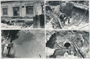 1987 Budapest, várostörténeti fotók az újpesti csőtörésről, a víz elárasztotta a metró építkezés mun...